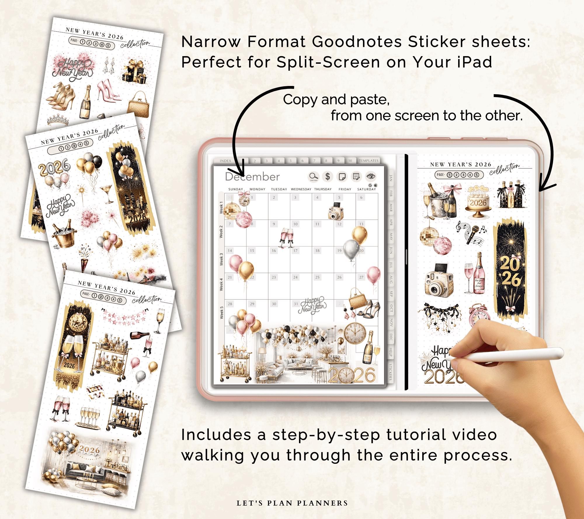 Digital Stickers 2026 New Year's Goodnotes iPad Digital Planner Holiday ...