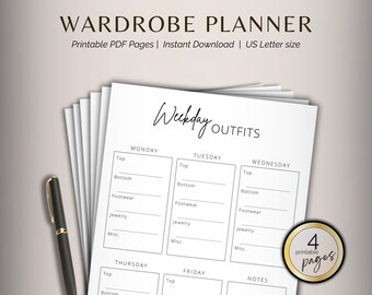 Wardrobe Planner Template Bundle  Digital Planner  Printable Wardrobe Organizer for Someone Who Has a Packed Closet and Nothing To Wear