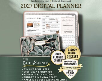 2027 Digital Planner GoodNotes Landscape Notability iPad Planner Journal