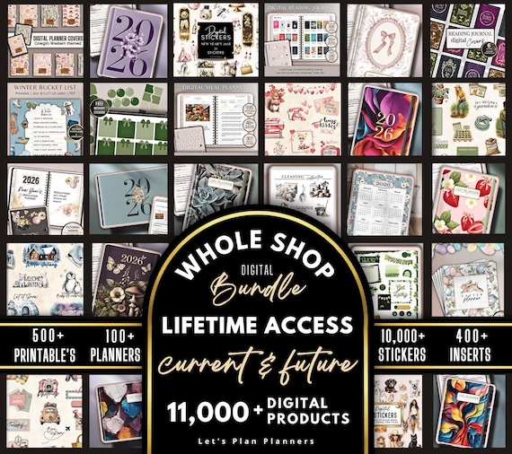 SHOP BUNDLE 2026 Digital Planner GoodNotes iPad Template Android Notability Journal Stickers Printables & Inserts