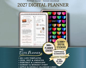 Digital Planner Bundle 2026 & 2027 Undated, All-in-One Digital Planner for iPad and Tablets, GoodNotes Planner, Aesthetic Planner