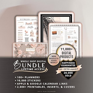 Digital Planner Digital Sticker Whole Shop Bundle Budget Fitness Notebook Goal Meal Planning for iPad Phone Tablet GoodNotes &#39;26 &#39;25 Planner