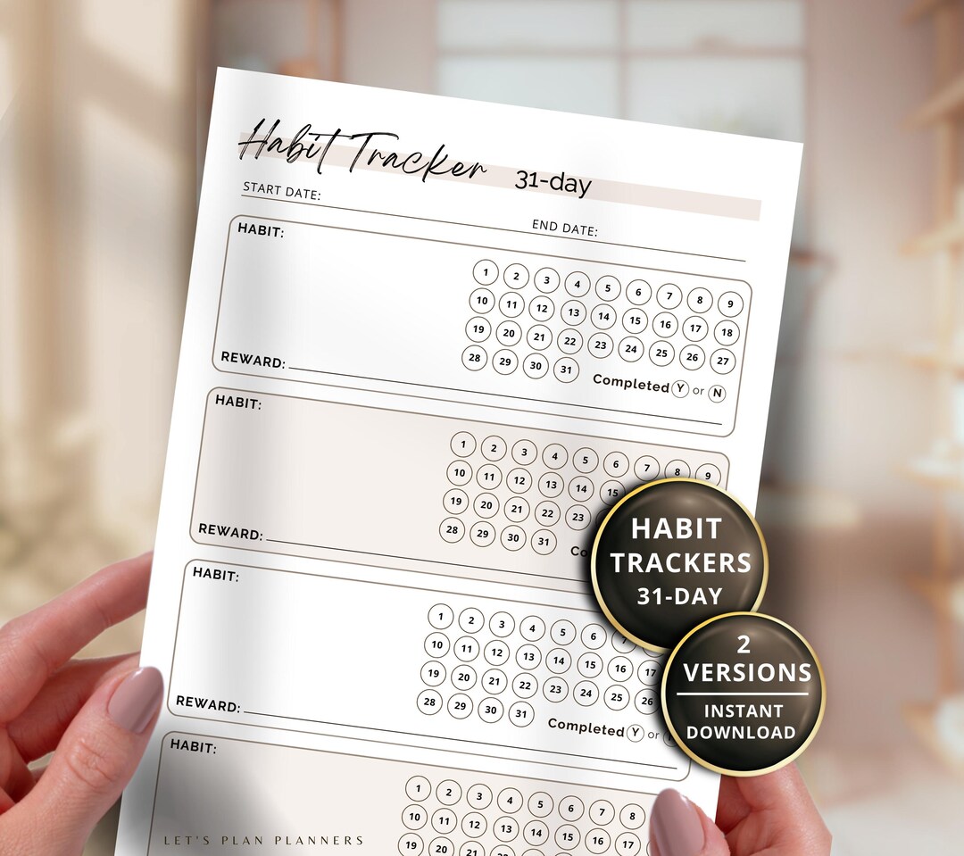 Habit Tracker Printable PDF Planner Page Insert Template - Etsy