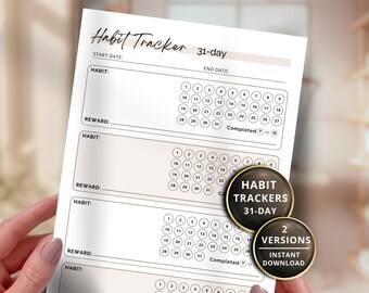 Habit Tracker Printable PDF Planner Page Insert Template