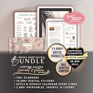 Digital Planner 2027 Whole Shop Bundle Budget Fitness Notebook Goal Meal Planning iPad GoodNotes 2026
