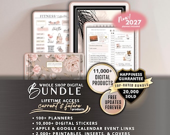 Digital Planner 2027 Whole Shop Bundle Budget Fitness Notebook Goal Meal Planning iPad GoodNotes 2026