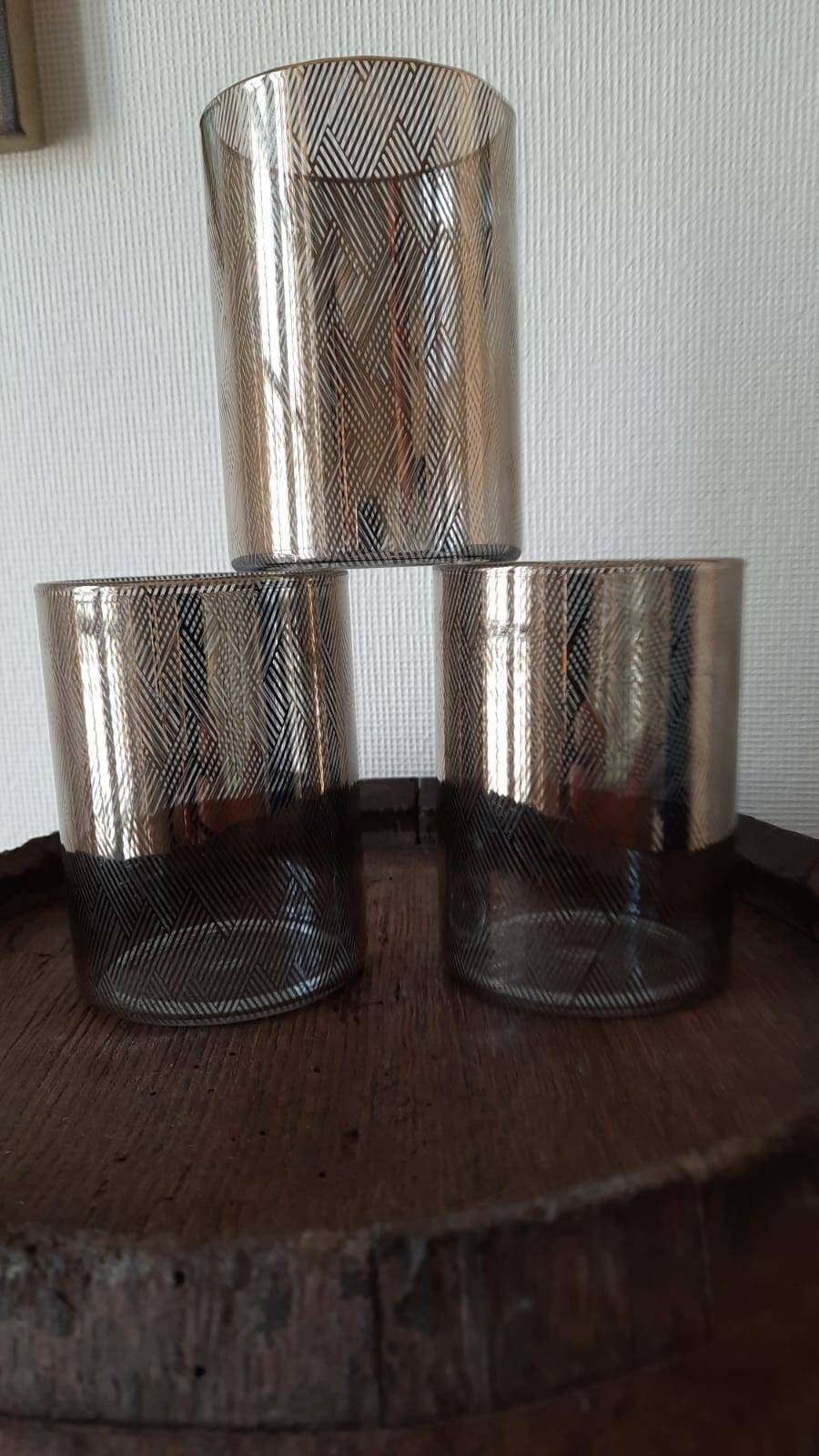 3 Verres Vintage Shimmering Gold