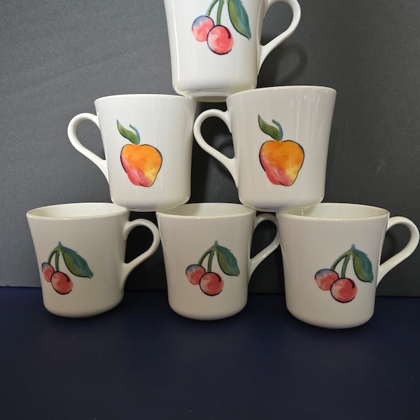 vintage fruit basket design cups by Corning USA