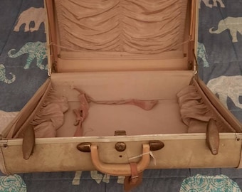 Maleta samsonite vintage en efecto mármol beige