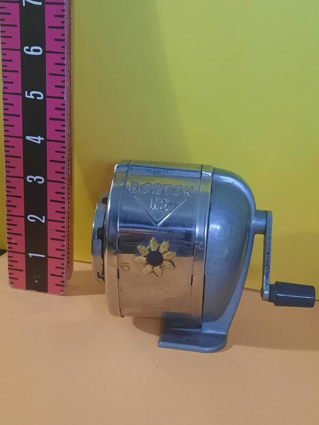 Vintage Boston KS Pencil Sharpener With Fabric Sunflower Design Etsy