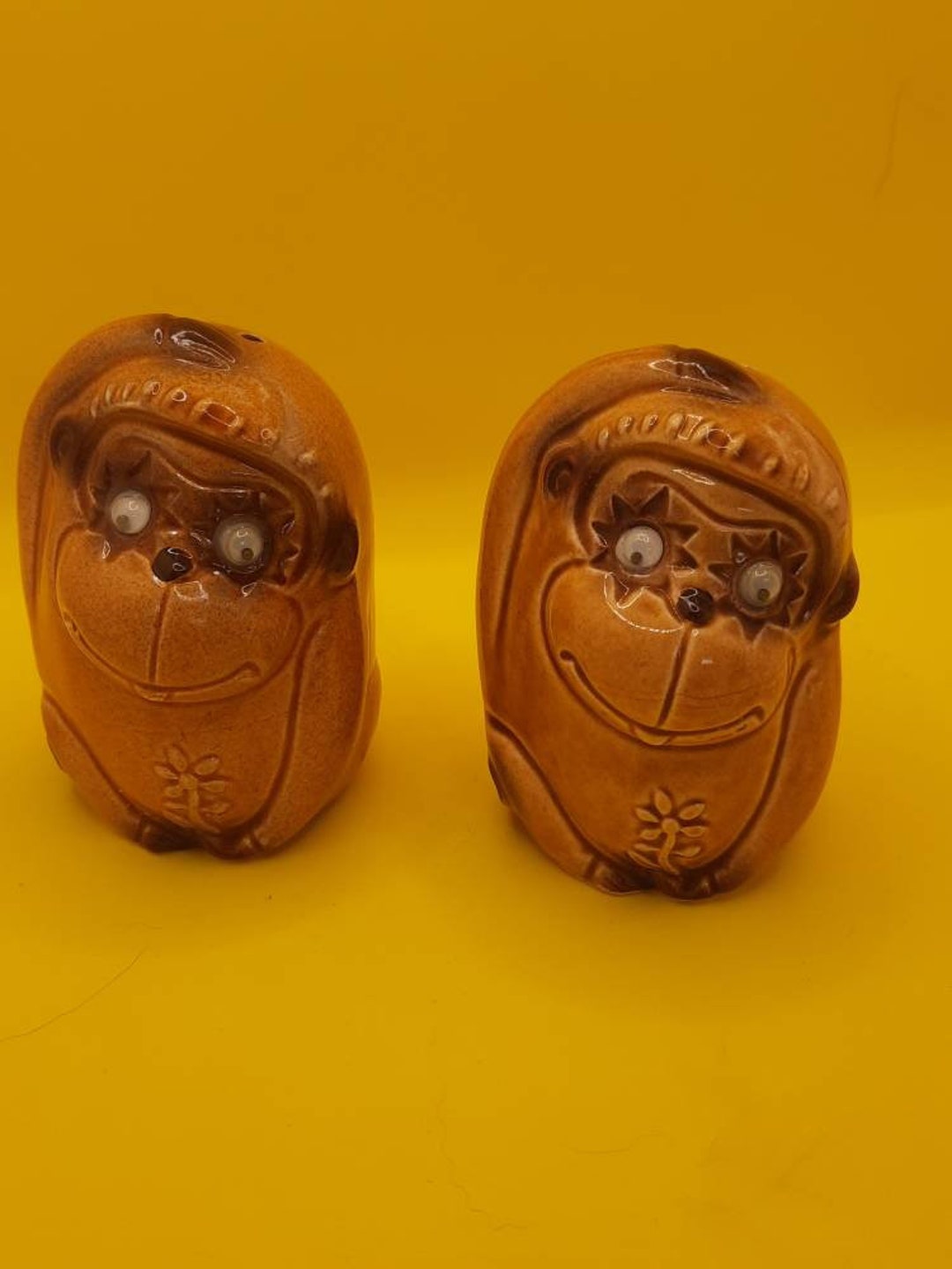 Vintage Novelty Salt & Pepper Shakers Monkey With Googly Eyes Design Etsy
