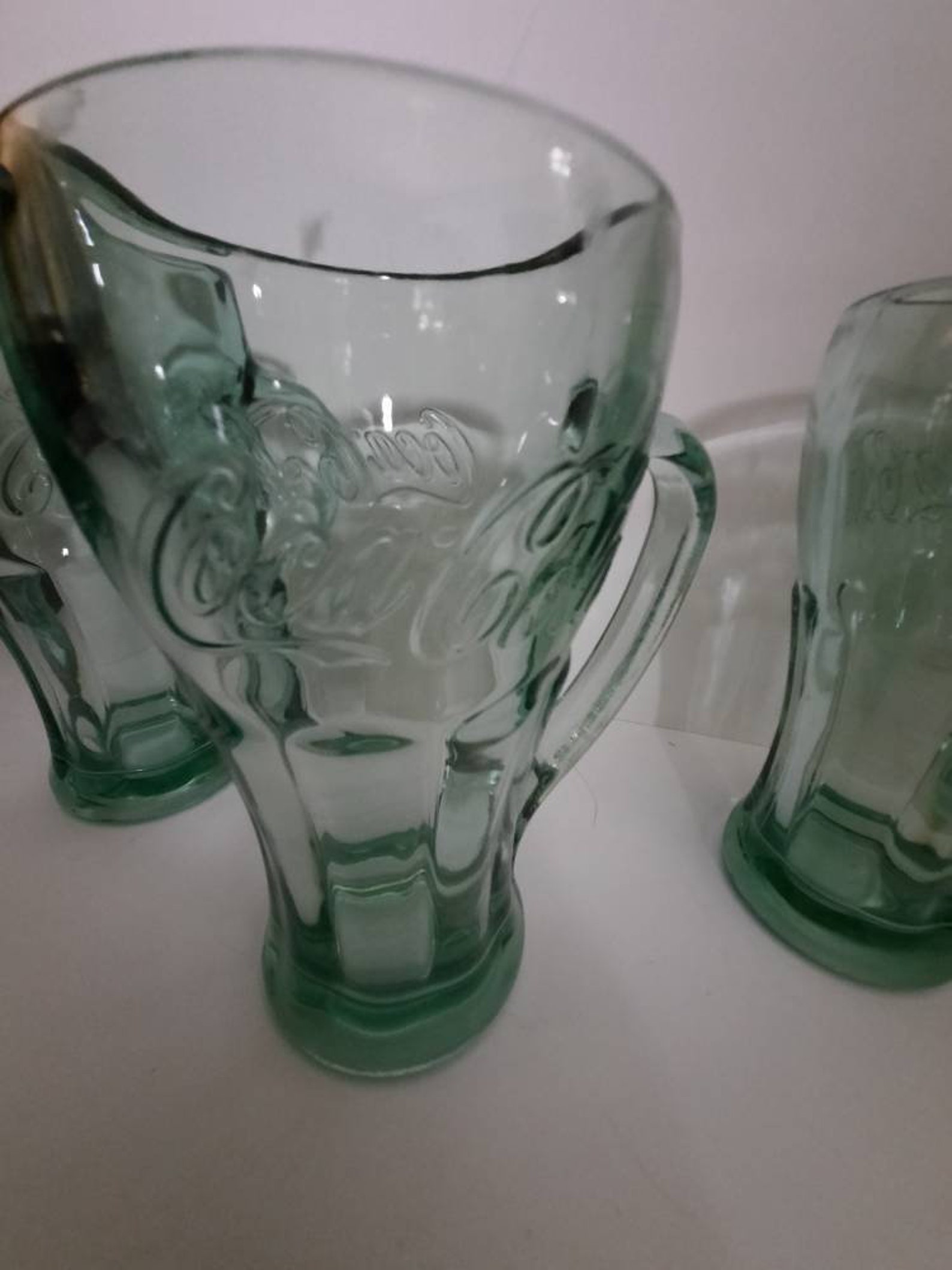 Vintage Green Coca Cola Glasses With Handles Etsy