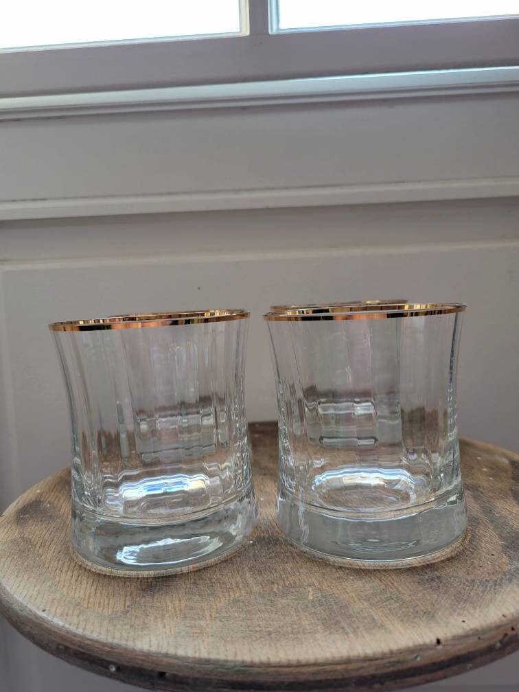 Ensemble de 5 Gobelets à Whisky avec Garniture Dorée