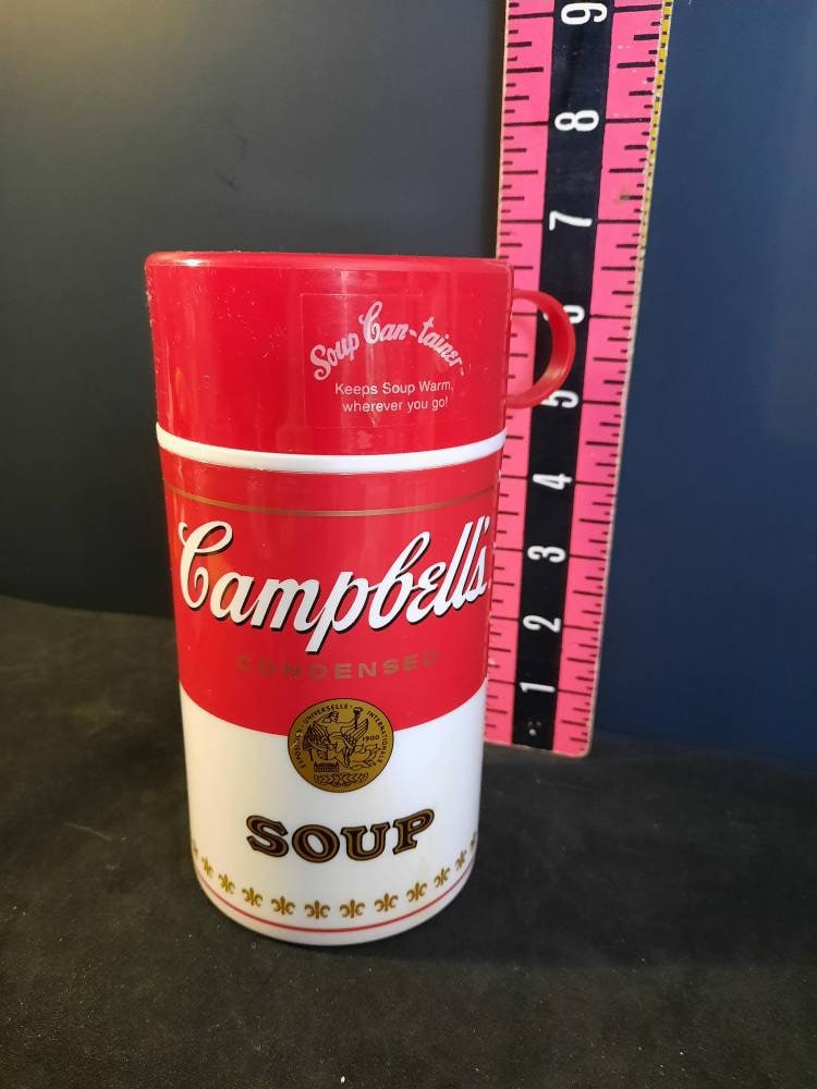 Vintage Campbell's Soup Thermos, can-tainer, Red and White, Plastic,  Insulated, Advertisement, Iconic Symbol, Lunch Container 