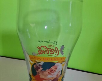 Coca cola vintage happy holiday glass