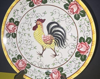 Vintage 8" Early Provencial salad plates with rooster design