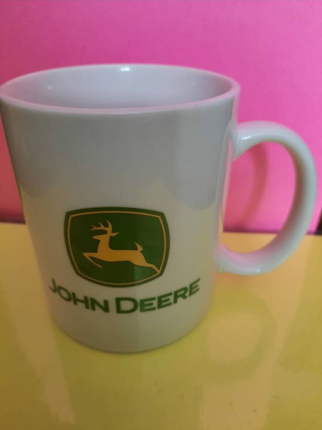 Vintage John Deere Coffee Mug Green & Yellow Design on White Etsy