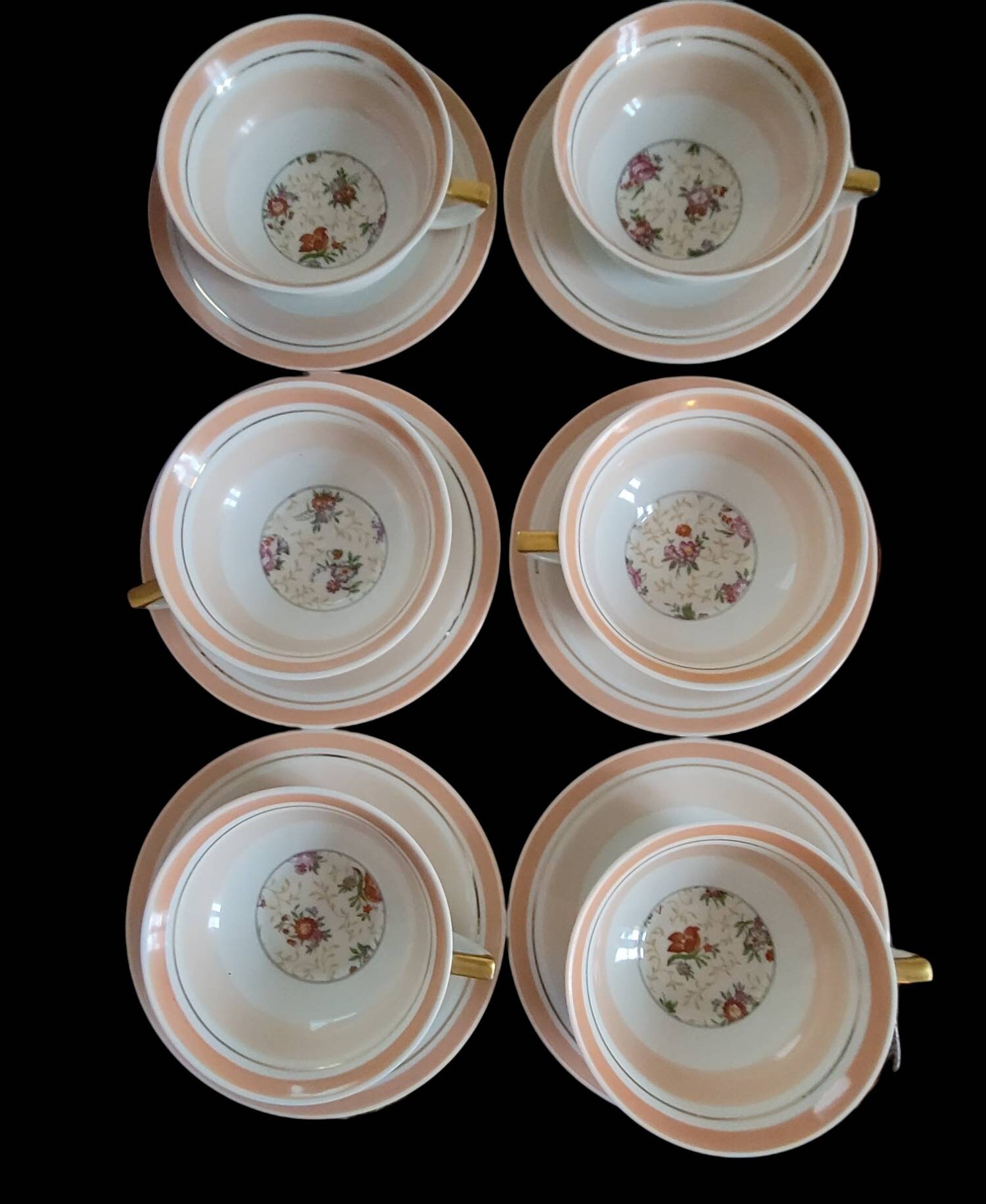 Lot de 6 Coupes et Soucoupes Limoges France