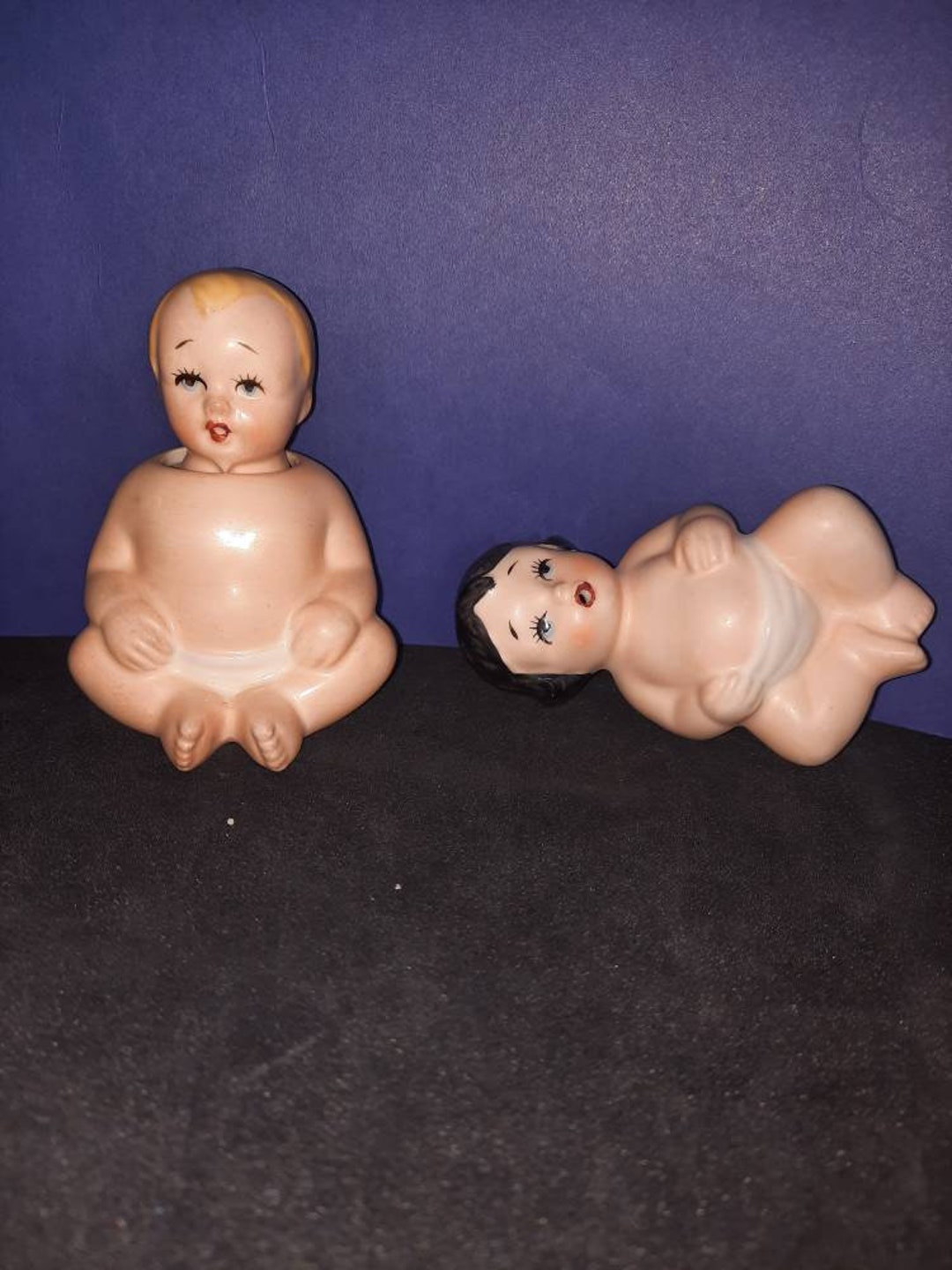 Vintage Baby Salt and Pepper Shakers With Bobble Head Boy Baby Etsy