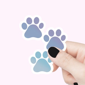 Sticker empreinte de patte bleu Sticker pour amoureux des chiens Sticker patte de chat Sticker patte de chien Sticker pour ordinateur portable Sticker bouteille d'eau Sticker pour amoureux des animaux de chat