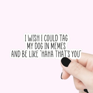 J'aimerais pouvoir identifier mon chien avec un autocollant de citation de mèmes, des autocollants pour bouteilles d'eau, des décalcomanies pour ordinateur portable pour amoureux des chiens, des décalcomanies pour pare-chocs, des autocollants pour gobelets pour chiens