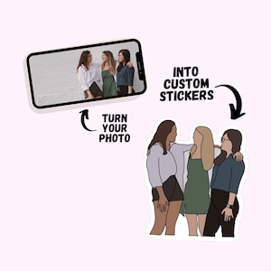 Custom cartoon sticker from photo, personalized sticker, custom party favour sticker, photo vinyl decal, portrait decal, custom sticker gift