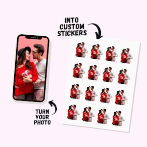 Sticker personnalisé à partir d'une photo, sticker photo personnalisé, sticker photo personnalisé, sticker portrait personnalisé, sticker personnalisé cadeau femme petite amie