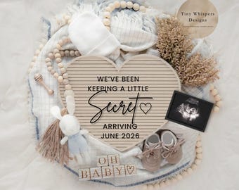 Pregnancy Announcement Template, Editable Digital Baby Announcement, Instant Download, Customizable Secret Reveal, Canva Template