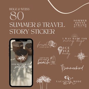 80 Instagram-verhaalstickers voor zomer en reizen | Reizen, vakantie en avontuur | Duits Engels png