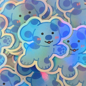 Blue -Blue's Clues Holographic Vinyl Sticker/ /Nostalgic gifts, childhood, cartoon dog, Laminated Waterproof Vinyl Laptop Sticker
