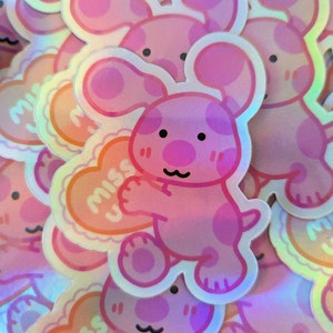 Magenta-Blue's Clues Holographic Vinyl Sticker/ /Nostalgic gifts, childhood, cartoon dog, Laminated Waterproof Vinyl Laptop Sticker