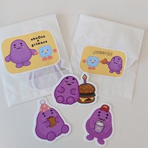 Grimace Birthday Sticker Pack| 3 Stickers| Grimace Shake, Nuggies, Burger Fries| McDonald's Character