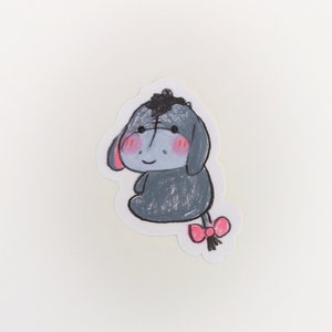 Pegatina clásica de Eeyore de Winnie the Pooh/ Pegatina ilustrada con crayón/ Disney kidcore