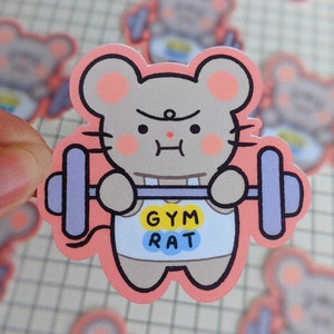 Kleiner Apfel die Turnratte | Gestanzte Aufkleber für Journal, Wasserflasche, Planer | Gewichte heben | Kreuzheben | Gym boi, süße Ratte