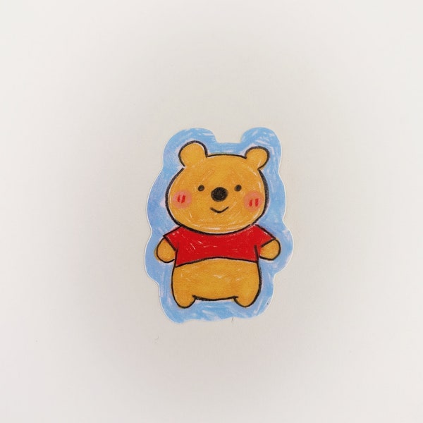 Classic Pooh Bear from Winnie the Pooh| Crayon Illustrated Sticker| Disney kidcore