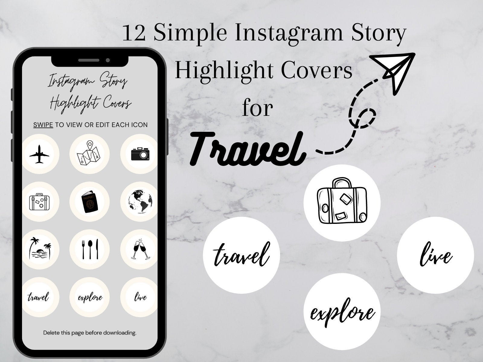 Travel Instagram Highlight Story Cover Social Media Influencer Schwarz ...
