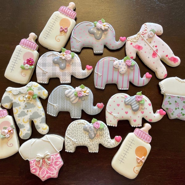 Elephant Baby Shower Sugar Cookie Set