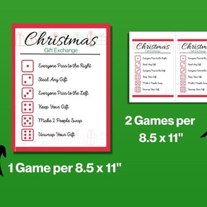 Printable Christmas Gift Exchange Dice Game, Present Swap, White ...