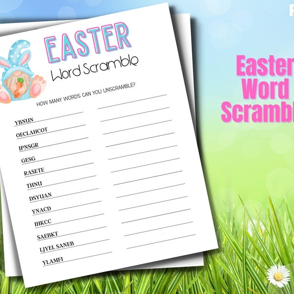 Easter Words Unscramble Game, Printable Easter Games