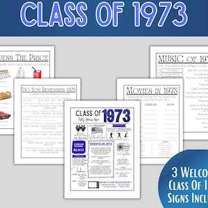 Klasse von 1973 Bundle, 50. Klassentreffen druckbar, Willkommensklasse von 1973, Das Jahr 1973, Royal Blue High School Reunion Décor,