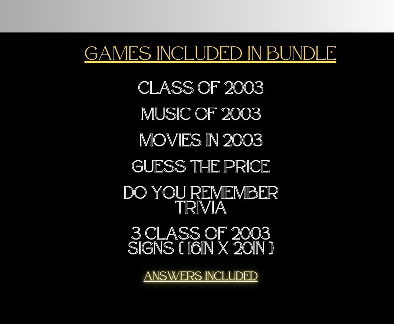 Class of 2003 Bundle, 20th Class Reunion Printable, Welcome Class of ...