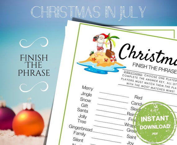 Finish the Phrase Game Printable Christmas in July Games - Etsy