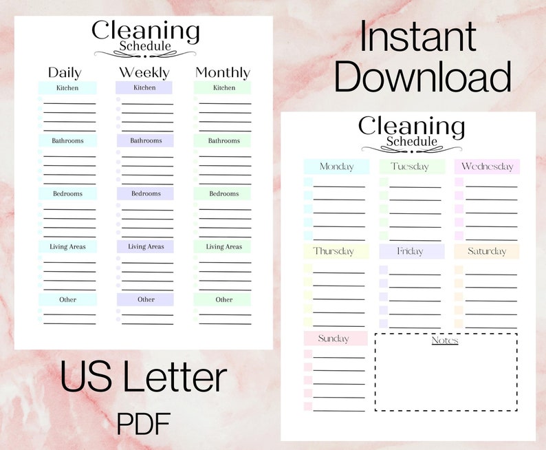 Printable Cleaning Schedule Checklist | Daily, Weekly, Monthly Cleaning ...
