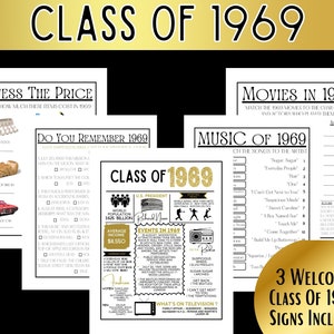 Class of 1969 Bundle, Class Reunion Printable, Welcome Class of 1969, Graduating Class of 69, The year 1969, High School Reunion Décor