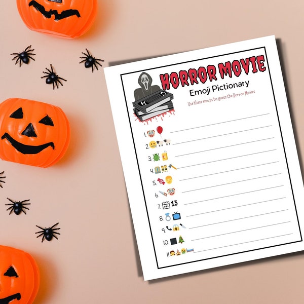 Horror Movie Emoji Party Game - Halloween Trivia for Adults | Printable Download