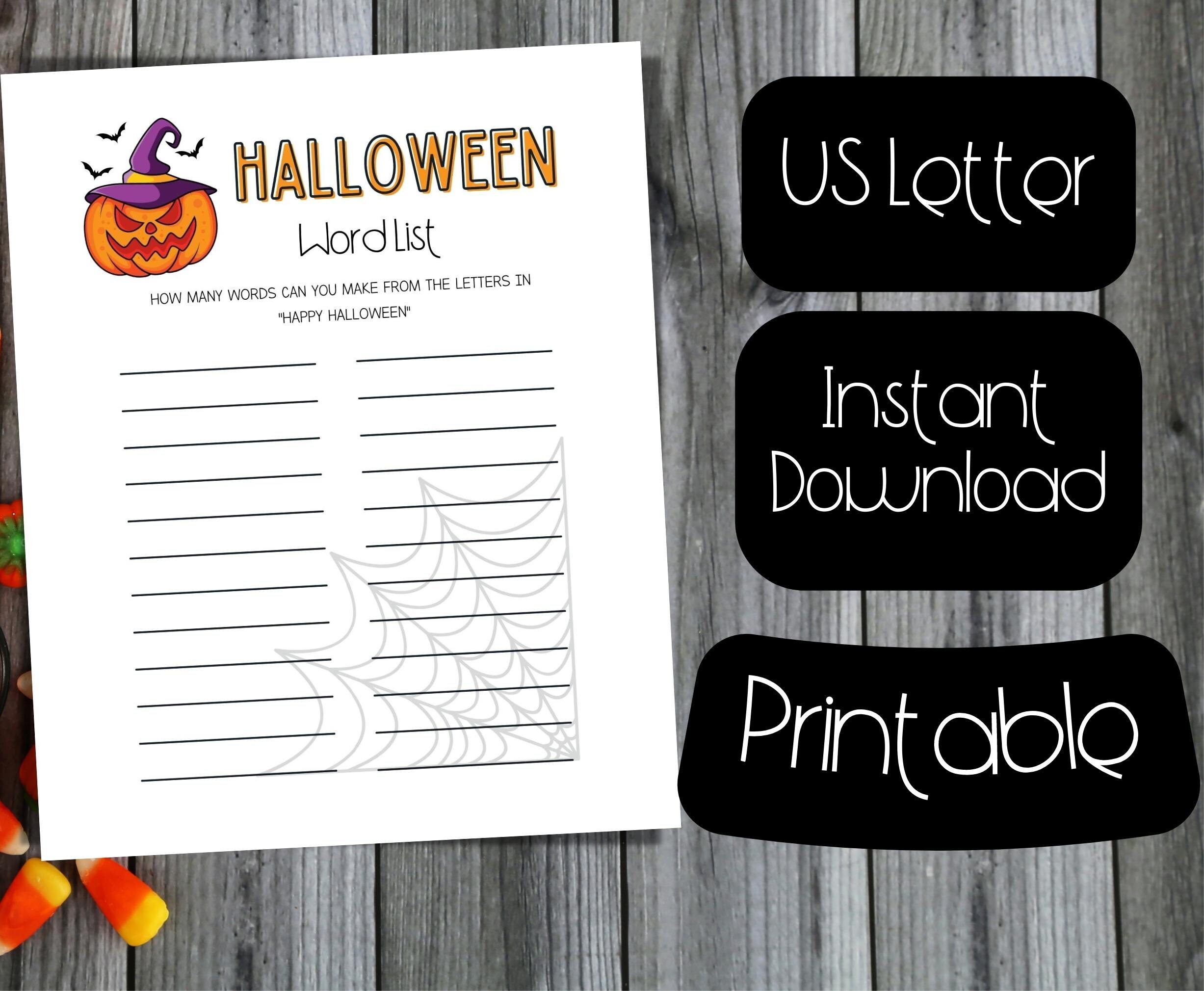 Printable Halloween Word List Game Halloween Activities Games for Kids ...
