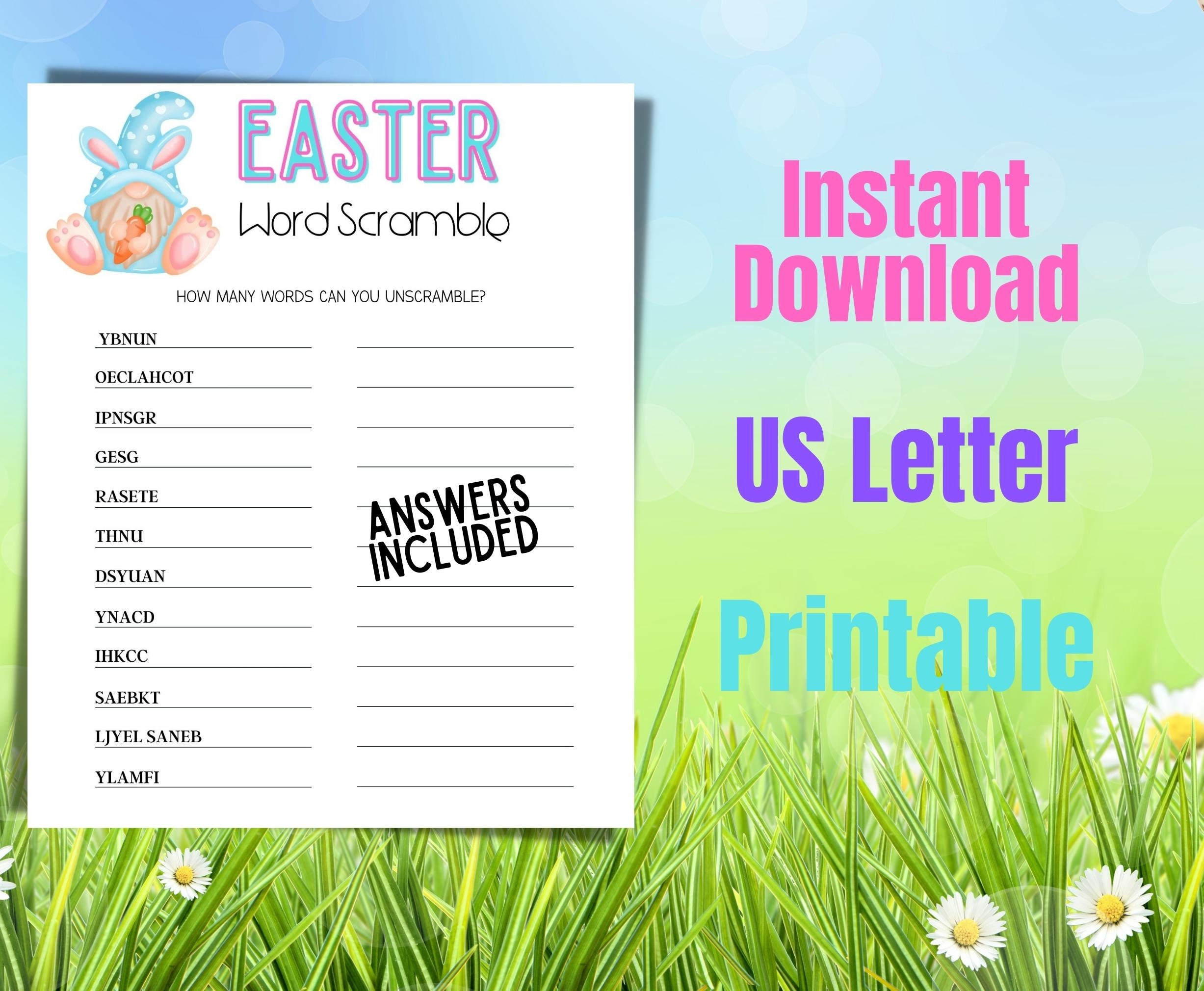 Easter Word Scramble Game, Printable Easter Games, - Etsy