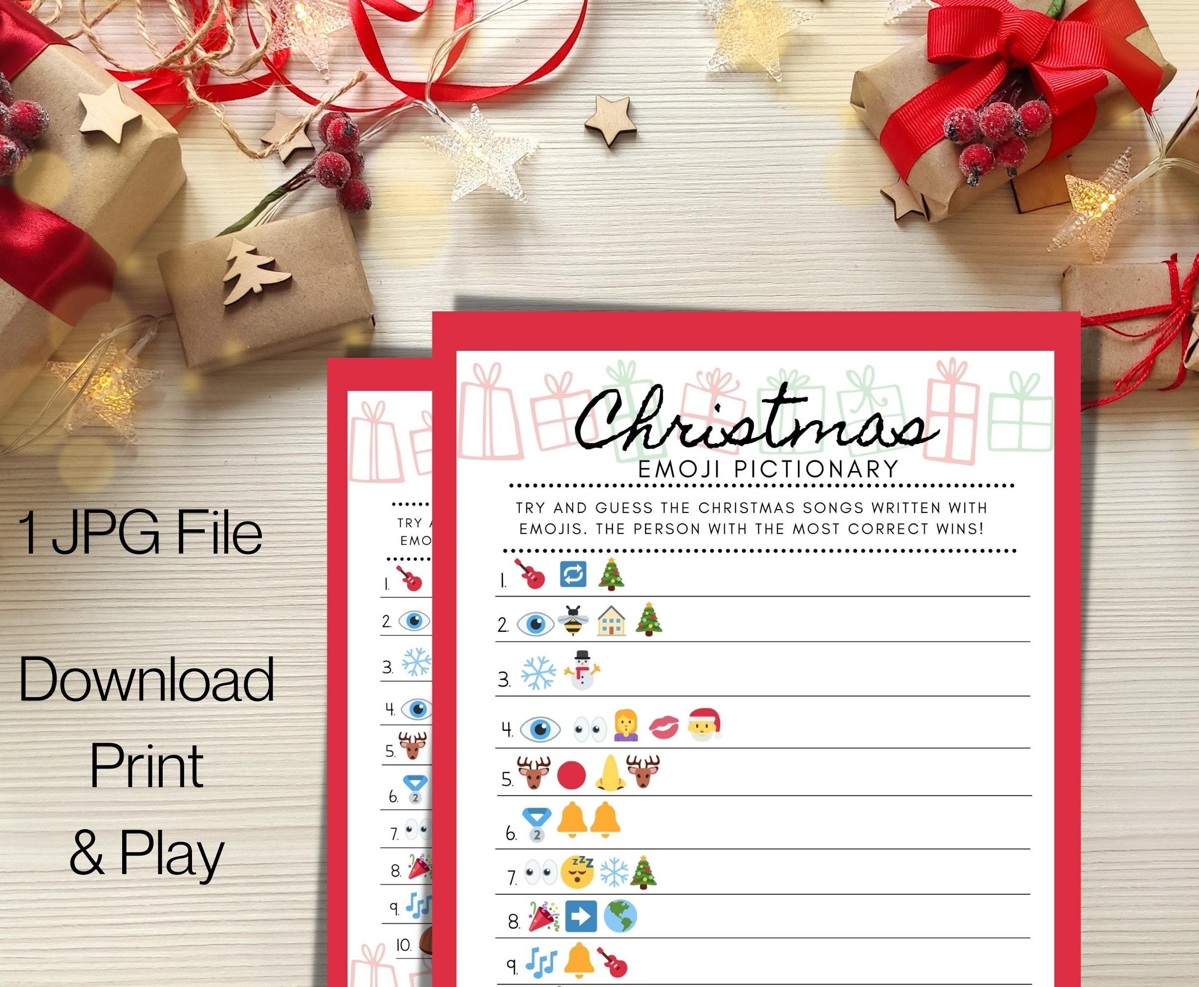 Christmas Songs Emoji Pictionary | Printable Christmas Games | Holiday ...