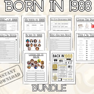 Born in 1988 Game Bundle: 10 Printable Games for a Nostalgic Celebration