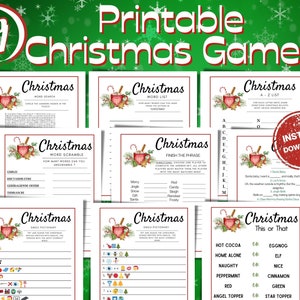 9 Christmas Games Bundle | Printable Xmas Party Games | 2023 Christmas Activities | Office Party Games | Christmas Emoji Pictionary